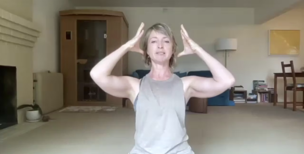 Woman doing Pilates exercises.