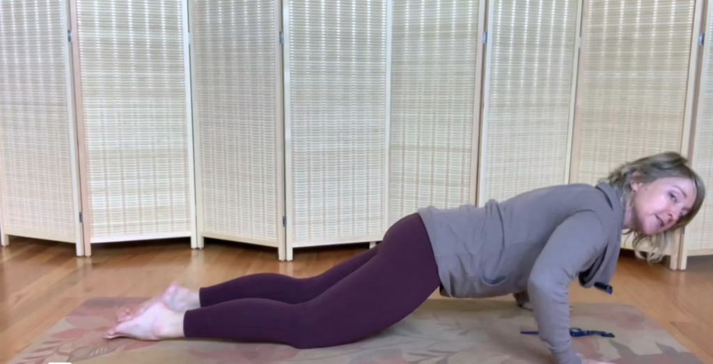 Woman on Pilates Mat doing a pushup exercise