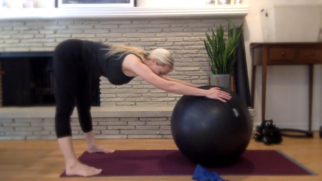 Pilates stretches with ball